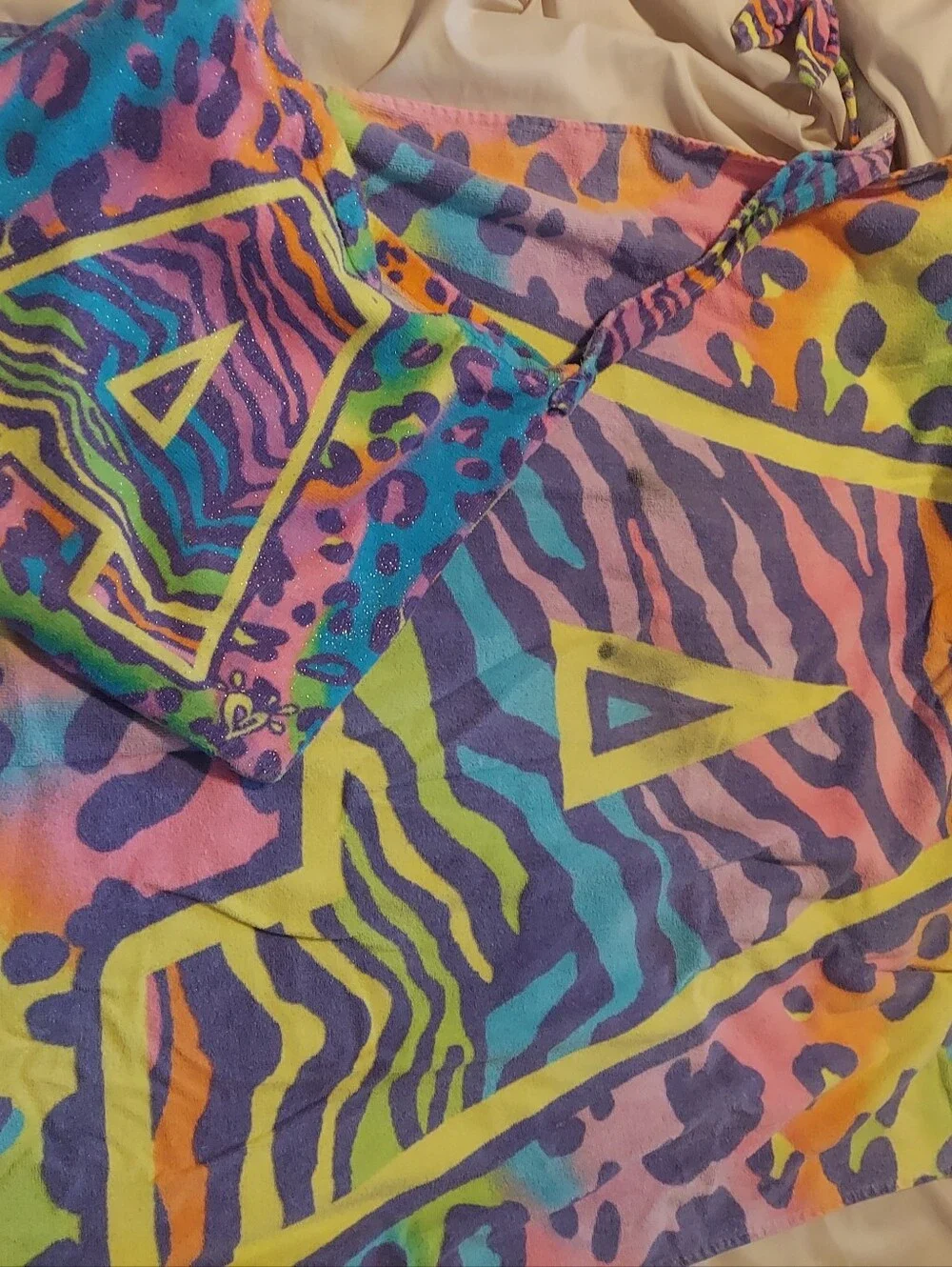Justice Initial A Beach Towel & Crossbody Tote Bag Set Rainbow Zebra Cheetah